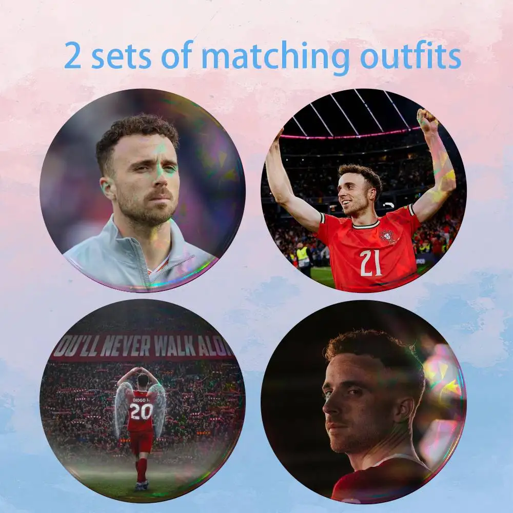 YNWA Diogo J-Jota Portugal 2 piece set Badges On Backpack Jacket Cartoon Round Brooches Acrylic Button Pins Collection Gifts
