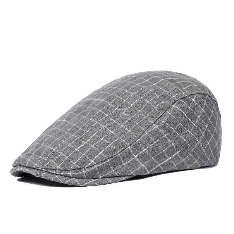 2024 Four Seasons Cotton Plaid Newsboy Caps Flat Peaked Cap Men and Women Painter Beret Hats 179