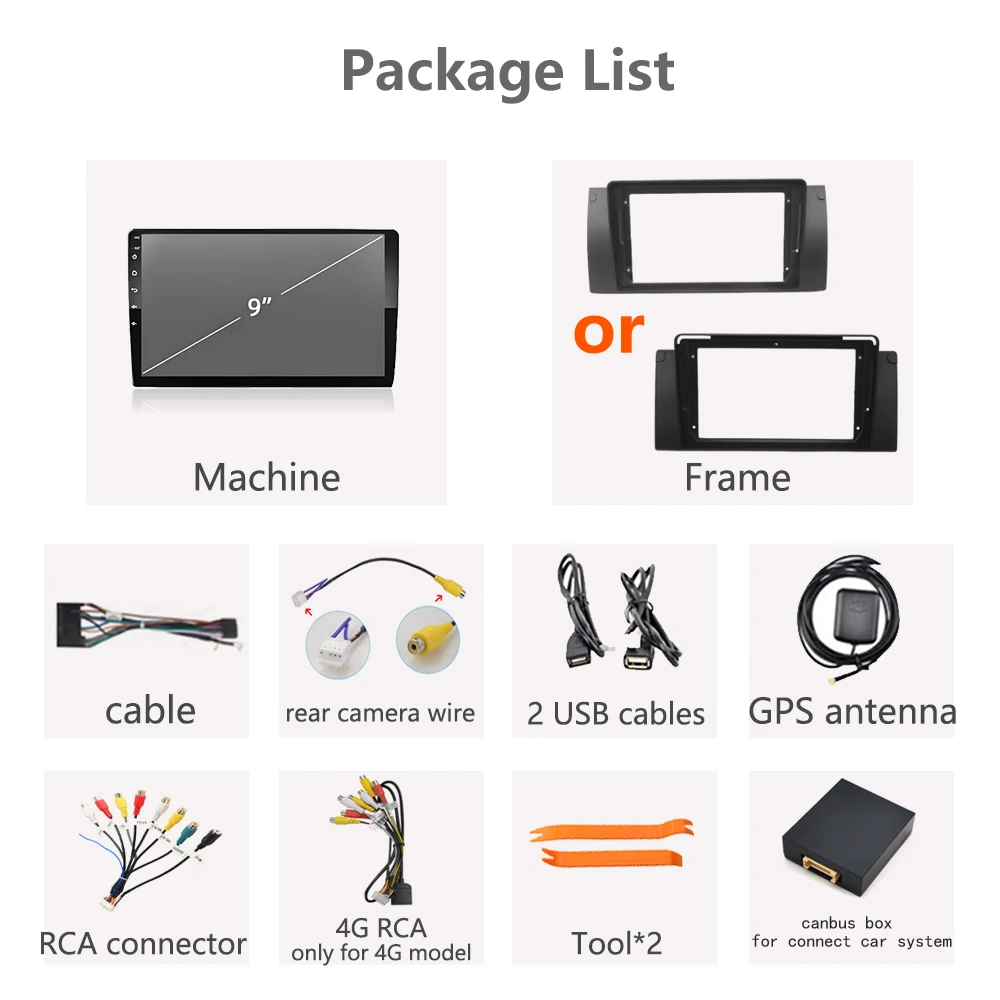 

Android 16 For BMW X5 E39 E53 1996 1997 1998 - 2007 4G Head Unit Car Radio Multimedia Video Player GPS Navigation Stereo No 2din