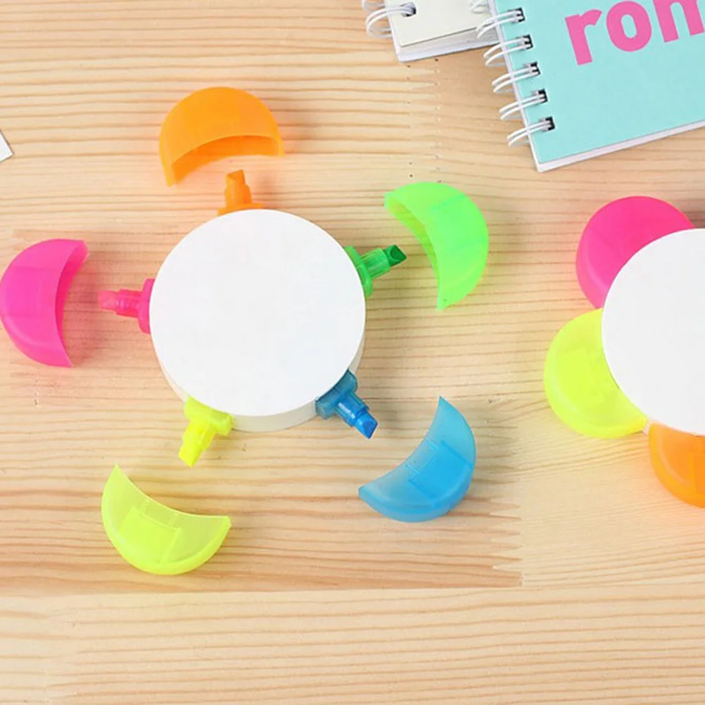

5Pcs Creative Fluorescent Petal Highlighters Smooth Writing System Minimal Pressure Crisp Lines Office School Supplies