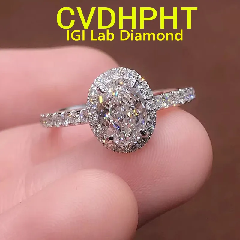 

Real Au750 18K White gold Lab grown dimaond ring IGI Oval cut D color Wedding engagement ring ﻿ ﻿ ﻿