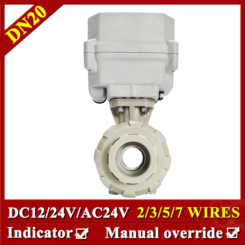 

DN20 PPH True Union Electric Water Valve A/DC24V, acid, bases resistance Socket Melting welding for 25mm Pipe chemical flow