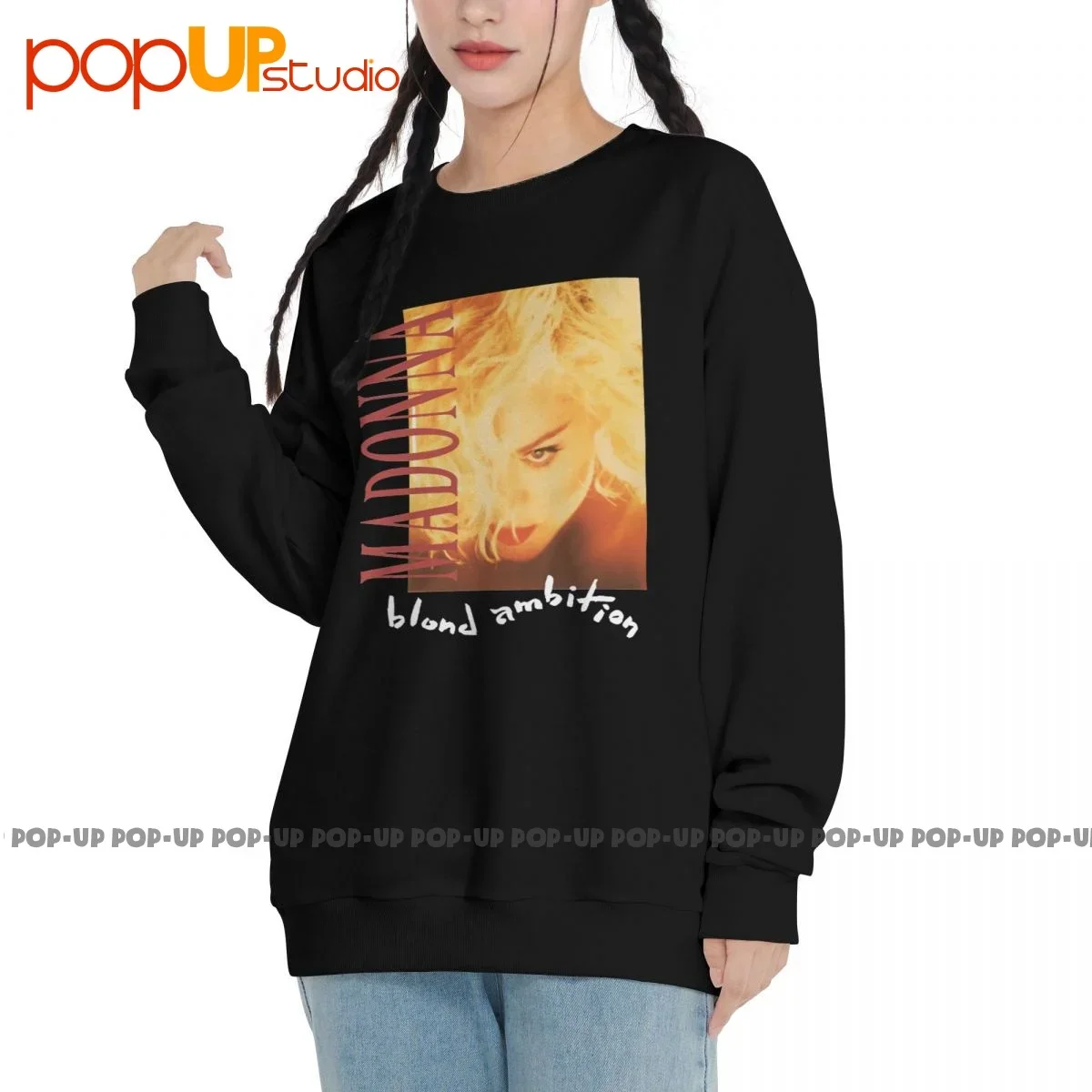 1990 Madonna Blond Ambition World Tour Concert Sweatshirt Pullover Shirts Pop Unisex Splicing Comfortable