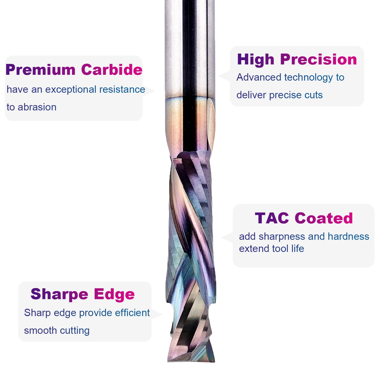 SpeTool 1pc TAC Coated Spiral Router Bit Up Down Compression Bit 1/4\