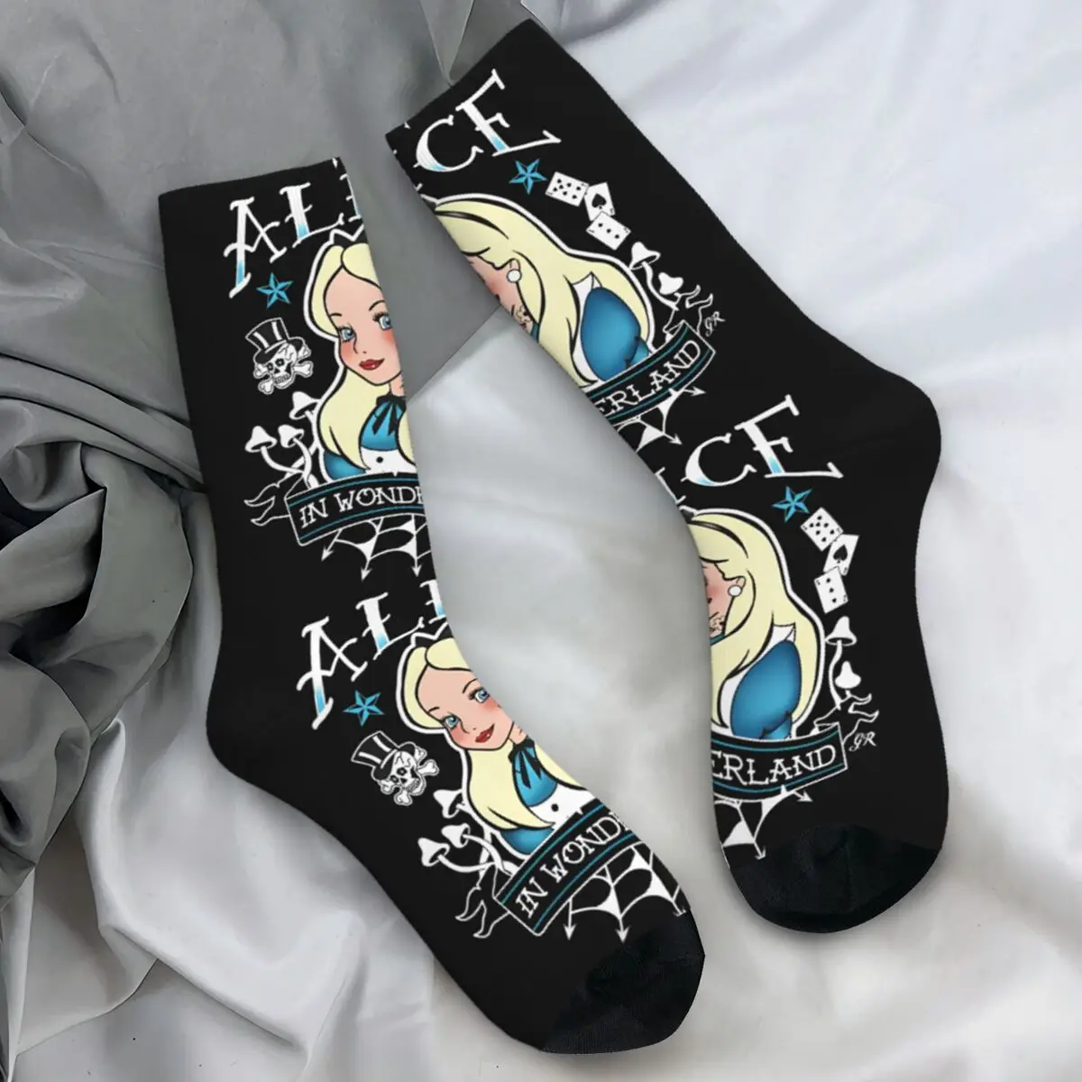 Alice In Tattoo WonderLand Stockings Graphic Korean Socks Autumn Anti Skid Socks Couple Running Sports Warm Soft Socks