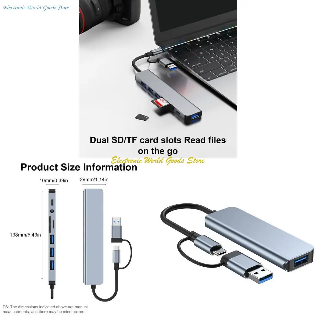 

A3PD High Efficiency Type C Hub with Slot for Home Offices Fast Charging Adapter USB C Expansion Hub for Business