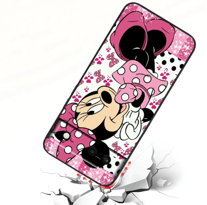 Mickey Minnie Mouse kreskówka dla Google Pixel 8 7A 7 6A 6 5A 5 4 4A XL 5G czarna silikonowa odporna na wstrząsy obudowa etui na telefon