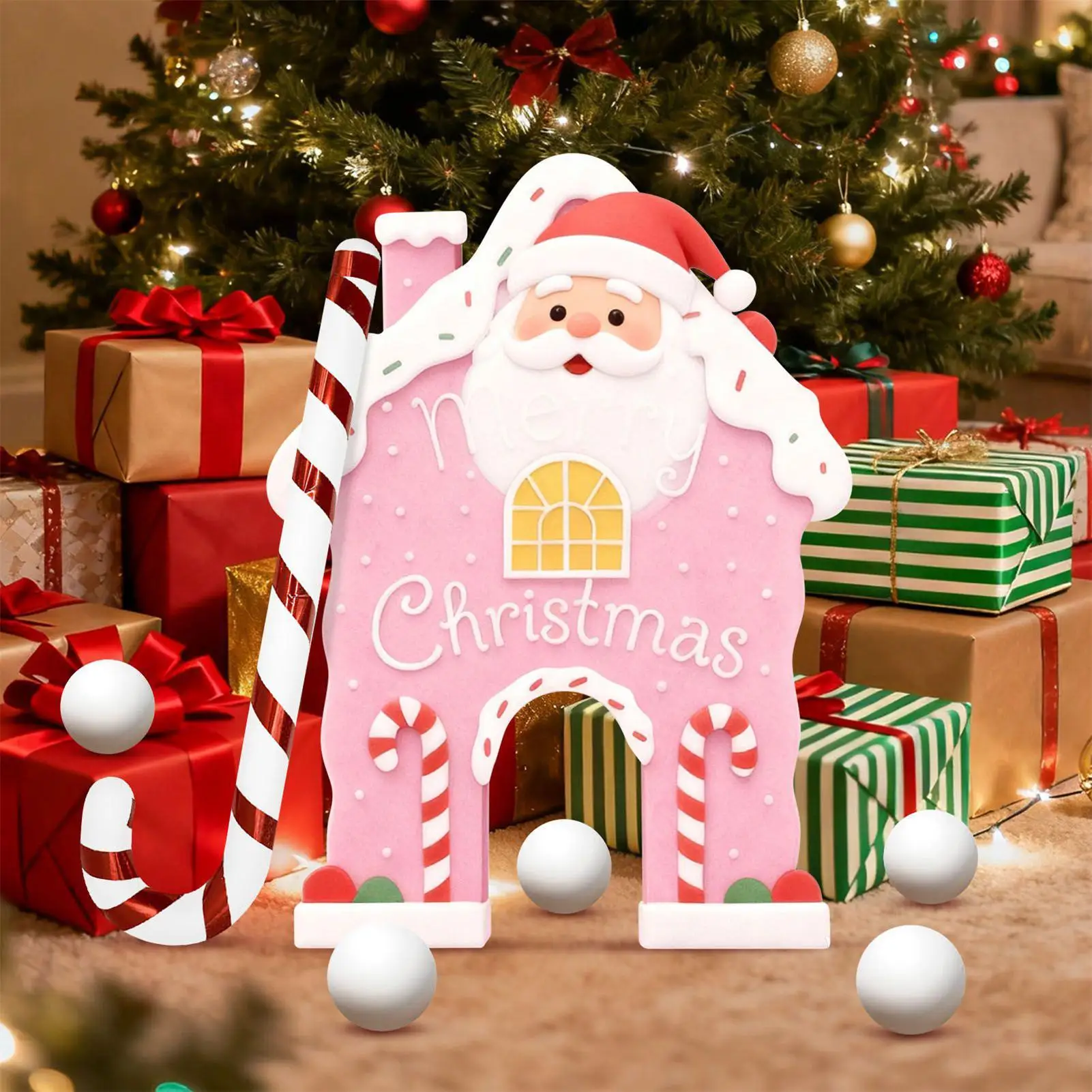 

Christmas Party Game Gingerbread Golf Game Set Mini Golf Course Xmas Entertainment Activity for Gatherings Family Boys Girls