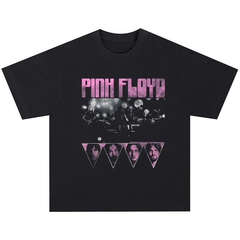 

Розовая футболка Floyd's Rock — тяжелая, свободная, американская ретро-стрит-хип-хоп винтажная с короткими рукавами