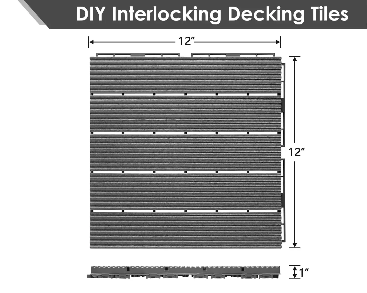 54 PCS Plastic Interlocking Patio Deck Tiles, 12