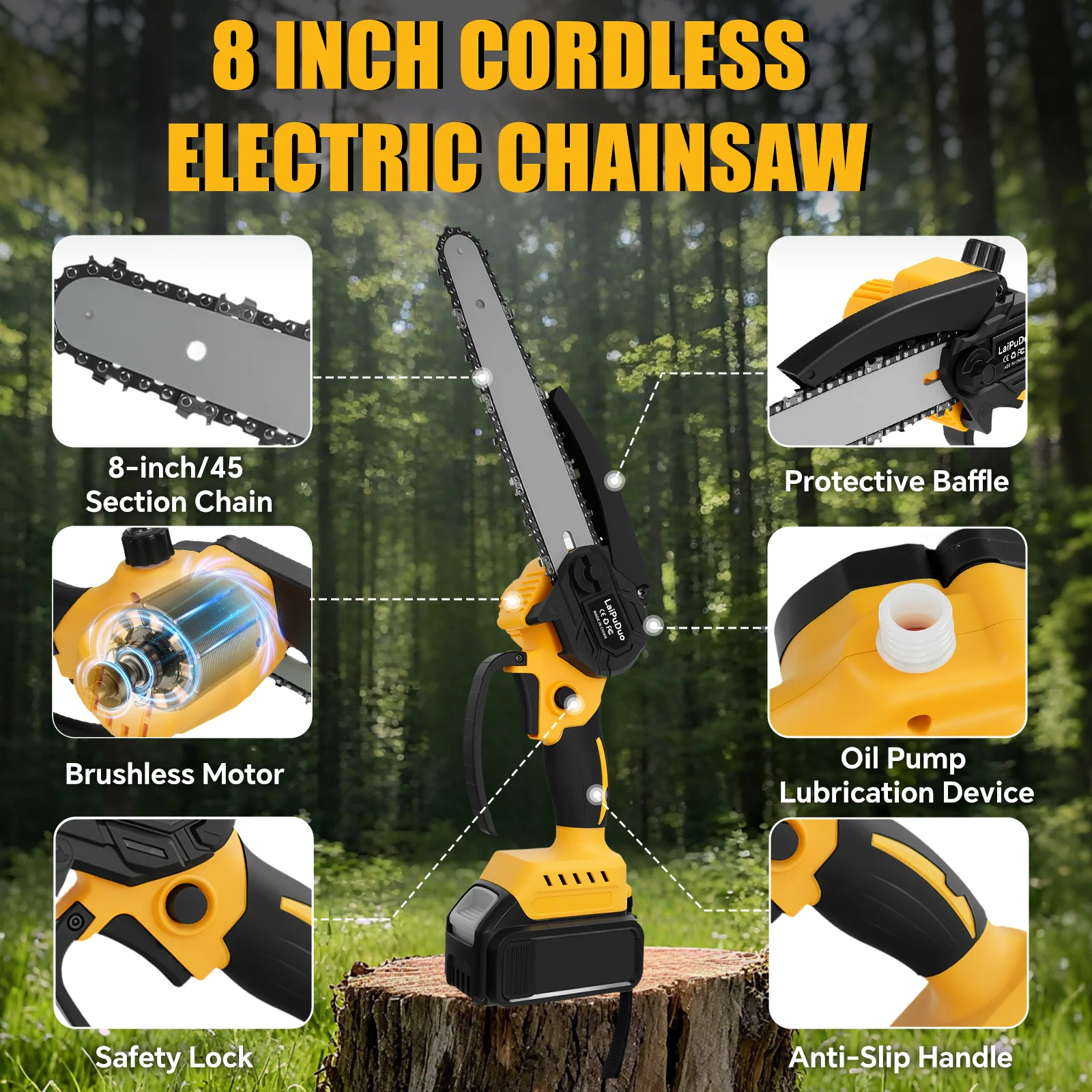 منشار كهربائي صغير بدون فرش 8 بوصة منشار كهربائي لاسلكي يده شجرة المتقلب حديقة أداة السلطة لبطارية ديوالت 20 فولت #5