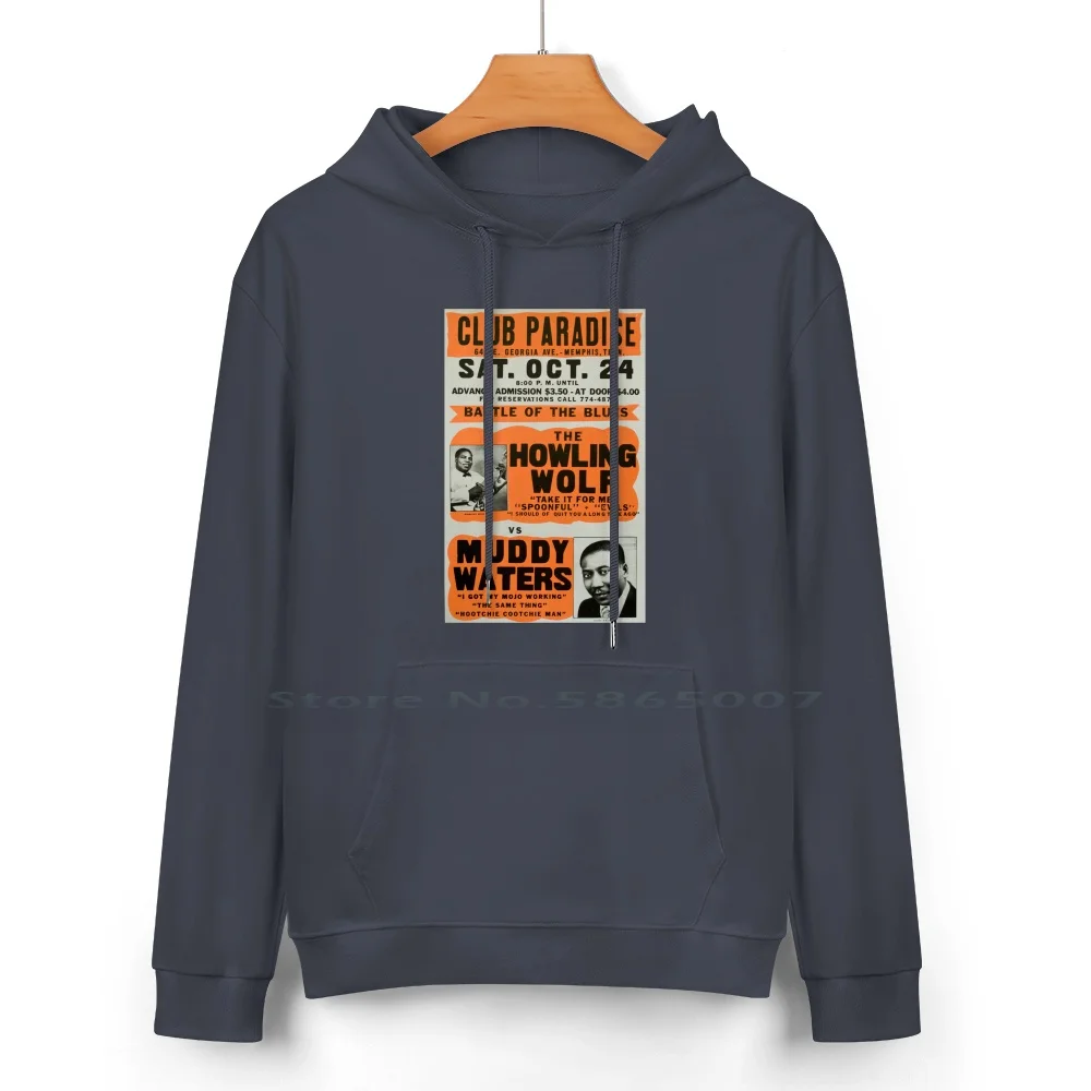 Howling Wolf Vs Muddy Waters Pure Cotton Hoodie Sweater 24 Colors Muddy Waters Howling Wolf Blues Music 50 60s 100% Cotton