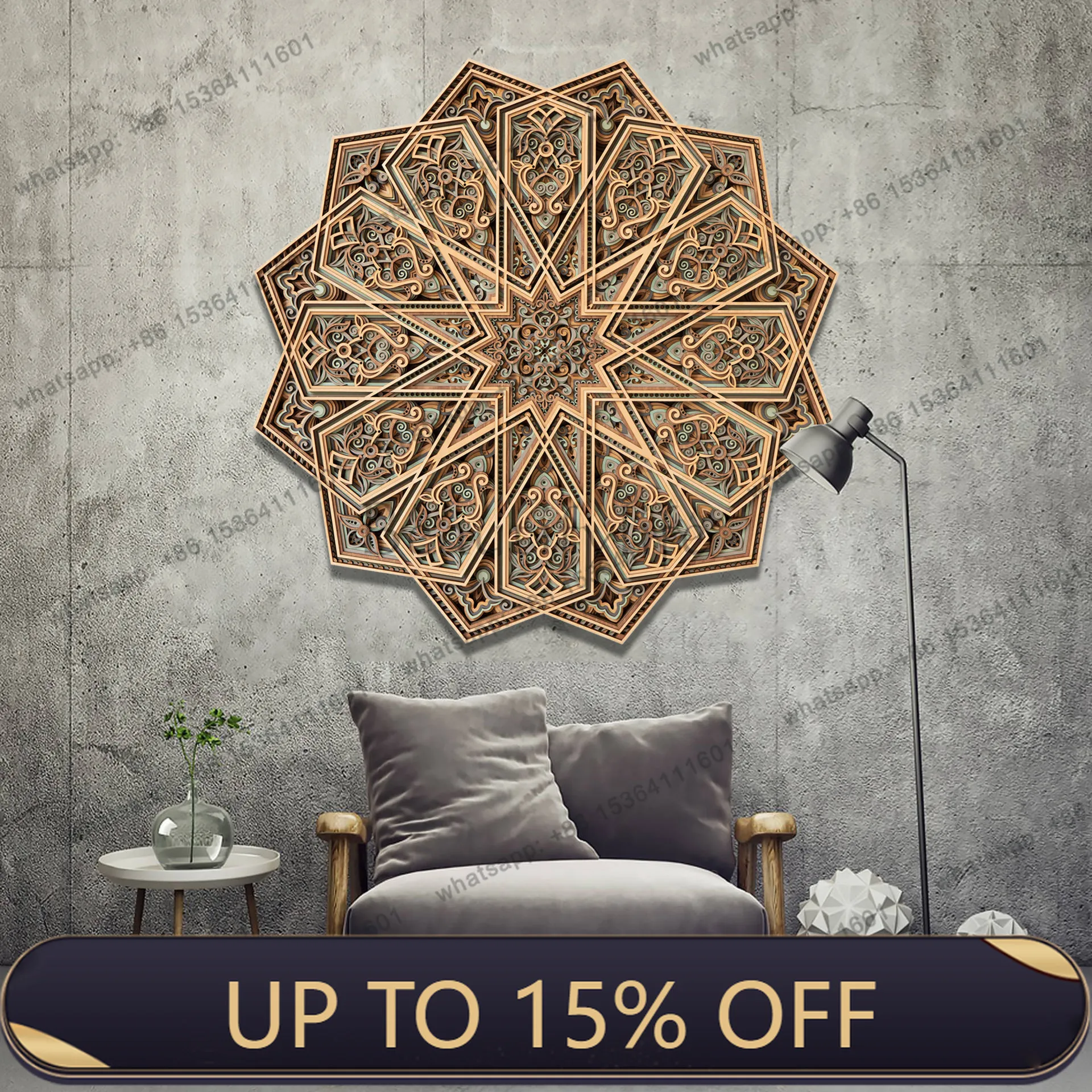 LJY ladder wood stacked carving creative entrance restaurant hanging murals modern simplicity