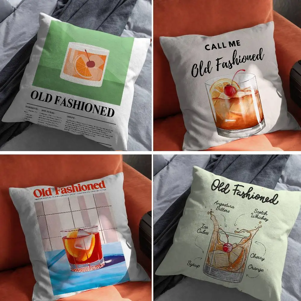 

Old Fashioned Cocktail Pillow Case For Car Pillows 60x60 Cushions Luxury Double sided Cover Home and Decoration Sofa 30x30