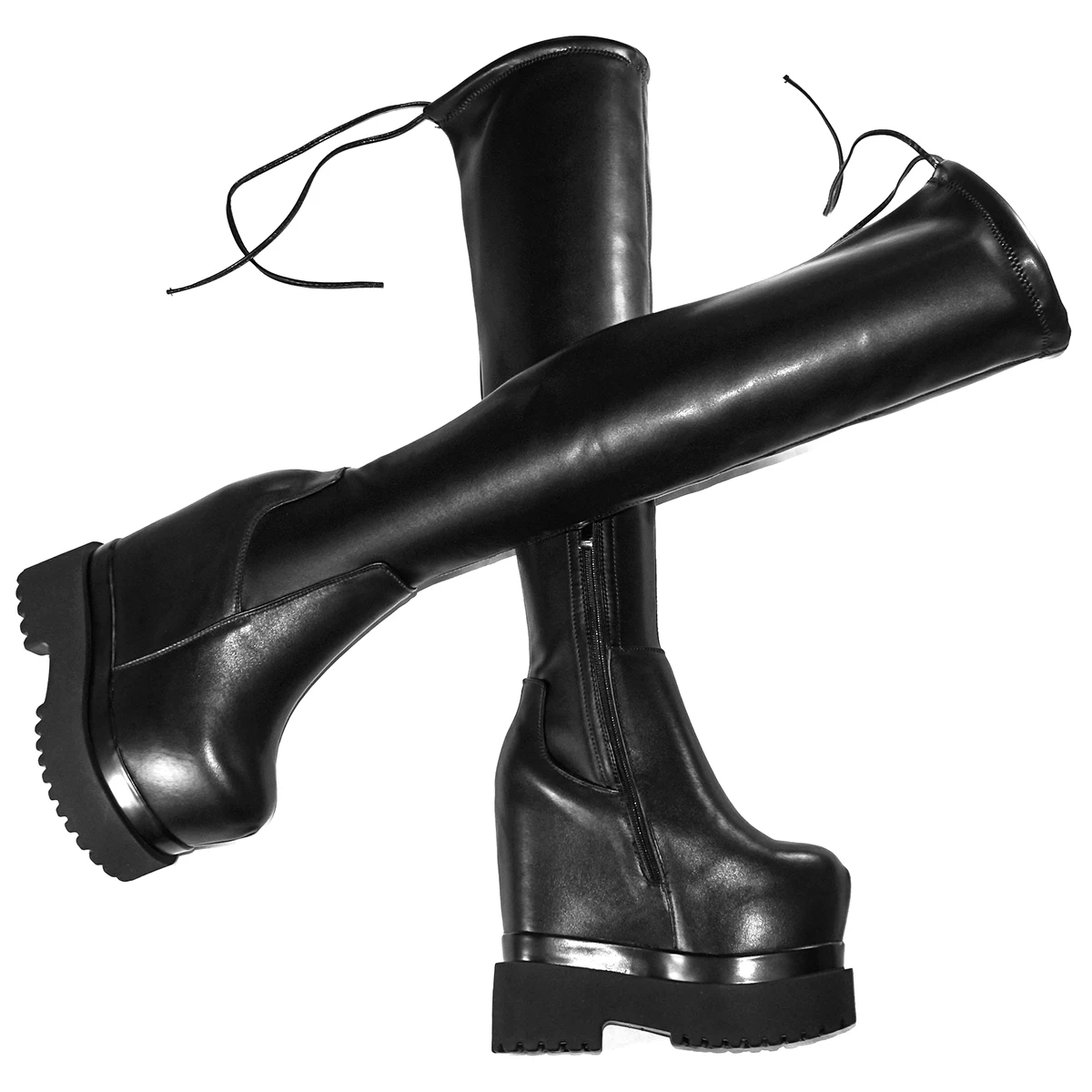 16 cm High Heel Winter Pumps Plus Größe 40 41 Schuhe Frauen Kuh Leder Keile Schnee Stiefel Runde Kappe Mode turnschuhe Große Größe Schuhe – Detail 6