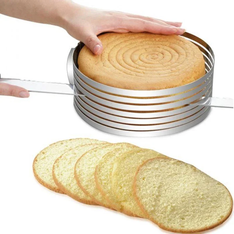 1Pc Verstelbare Ronde Brood Cake Cutter Slicer Rvs    Ring Schimmel Bakken Tool 6 Lagen  Mousse