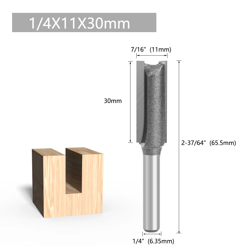 LAVIE 1 Stück 1/4" Schaft Gerader Fräser 3/8" x 30mm Holzfräser Hartmetallbestücktes Nutwerkzeug für Holzbearbeitung – Detail 4