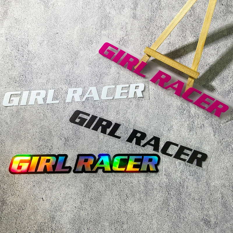 Suitable for Car Fuel Tank, Front Shroud, Car Window, Electric GIRL RACER Car Decorative Decal, Waterproof Vinyl Sticker