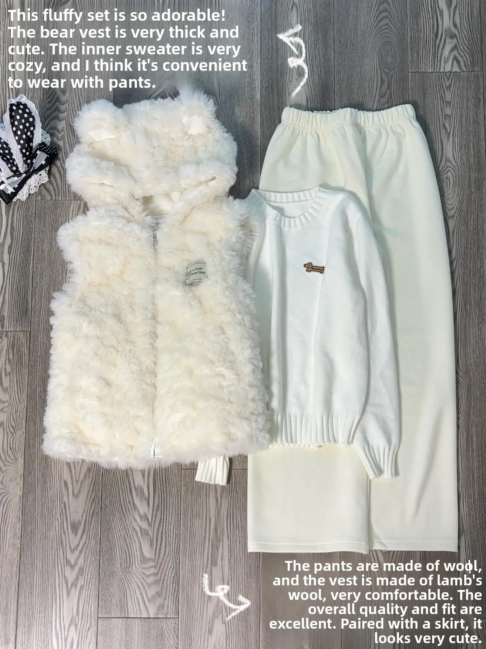 

Cute Bear Ear Lamb Velvet Hooded Cotton Vest Women's Autumn Winter Furry Warm Sweet Sle Open Cardigan Outerwear