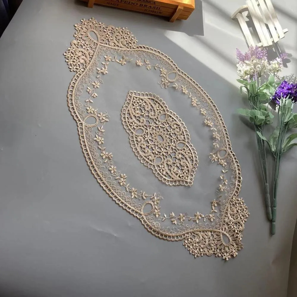 

2 pcs Embroidered Flower Mesh Lace Ribbon Applique Trims for Covers Curtain Home Textiles Sewing Strip Ribbon Lace Fabric 52cm