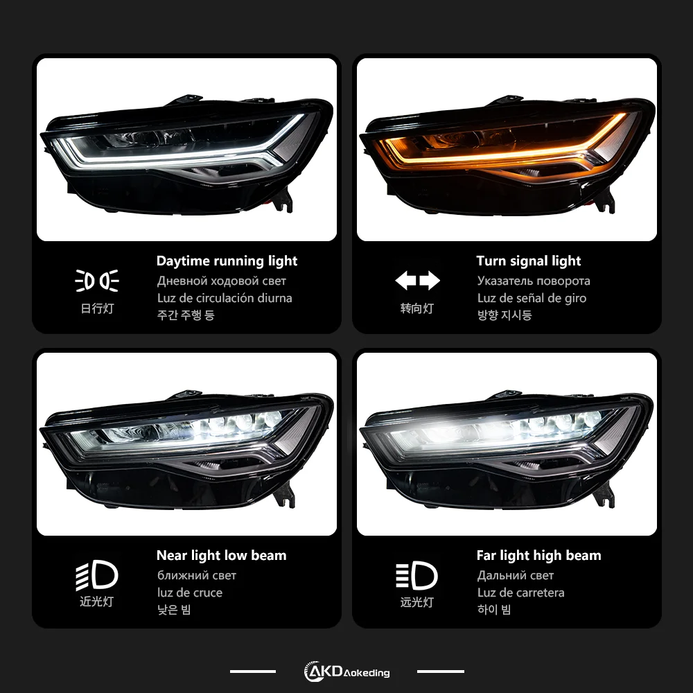 AKD Car Styling for A6 Headlights 2012-2015 Upgrade A6L All LED Headlight DRL Head Lamp Dynamic Singal High Low Beam Accessories