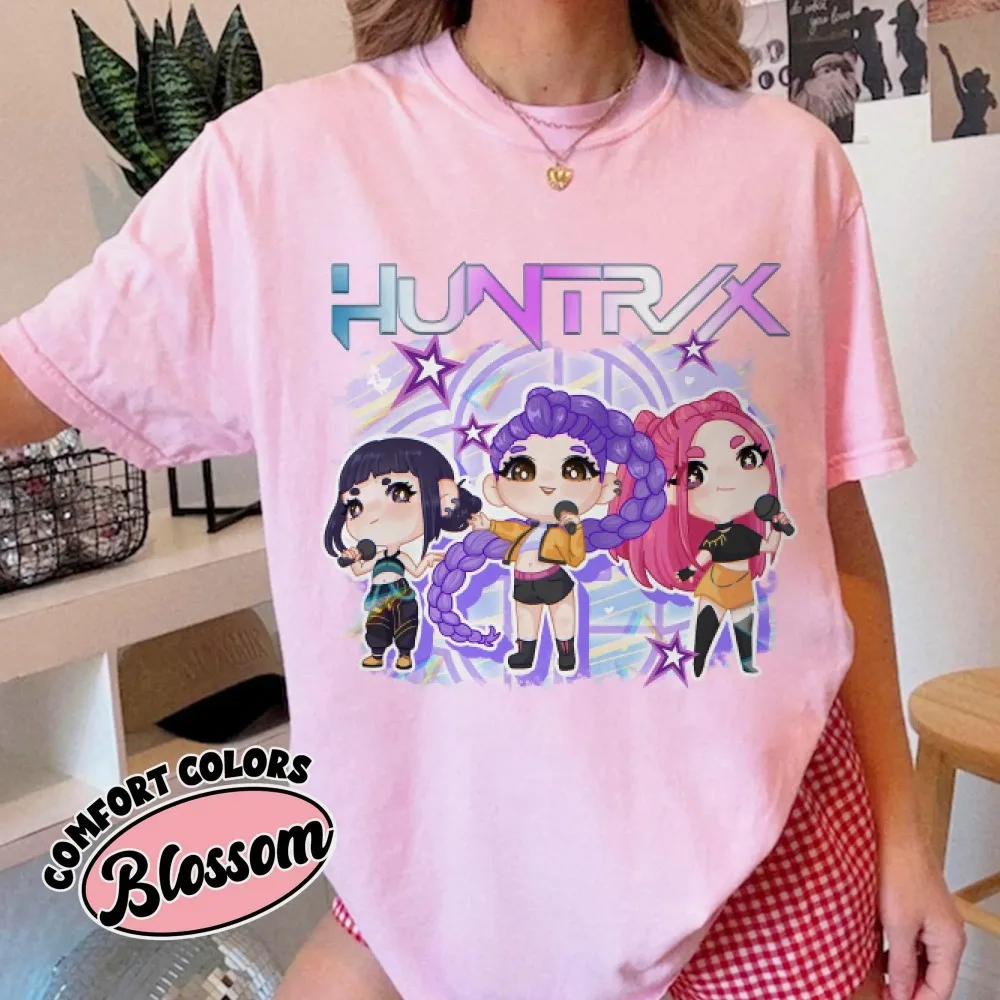 Kpop شيطان الصيادين الاطفال قميص هنتركس فتاة تي شيرت Kpop المعبود مجموعة قميص ميرا رومي جوي قميص شيطان هنتر ميرش هدية لمحبي