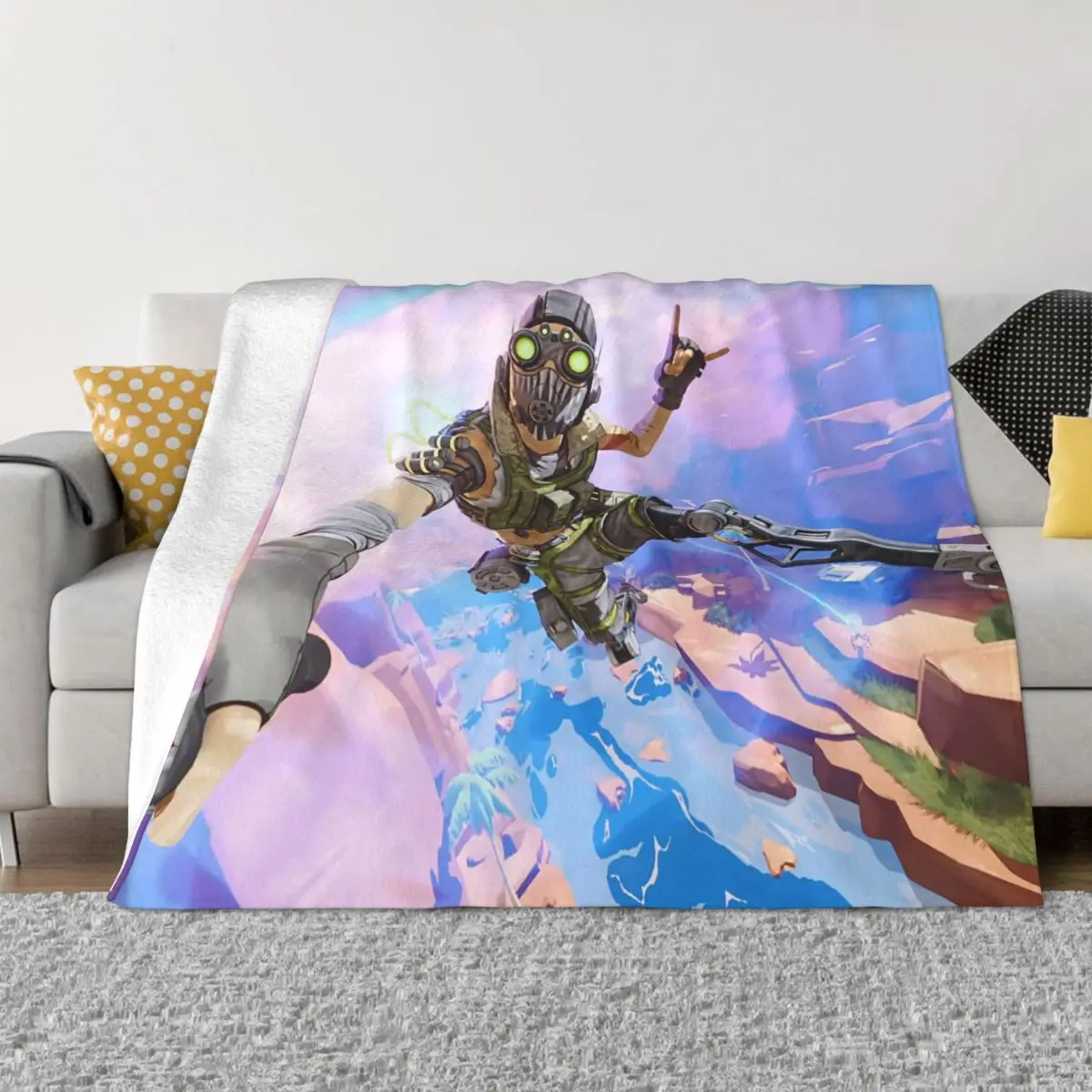 Octane Apex Legends Flannel Throw Blankets Valkyrie Gibraltar Game Blanket for Bedding Office Lightweight Bedspread