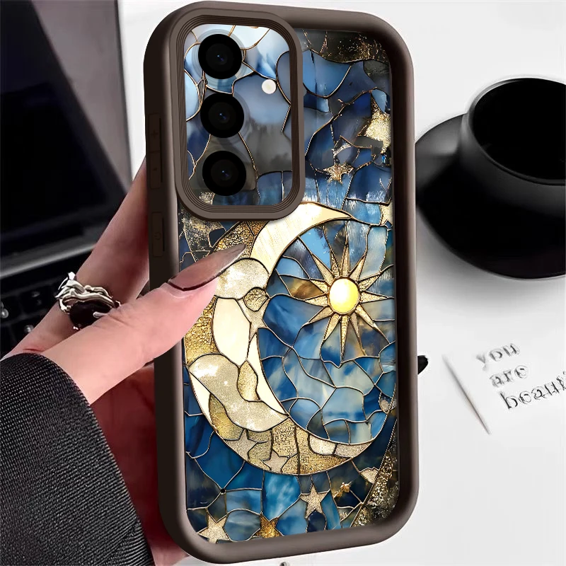 Retro Moon Printed TPU Case For Samsung Galaxy S26 S25 S24 S23 S22 Ultra S23 FE A57 A17 A56 A55 A15 A16 A36 A37 5G Phone Cover