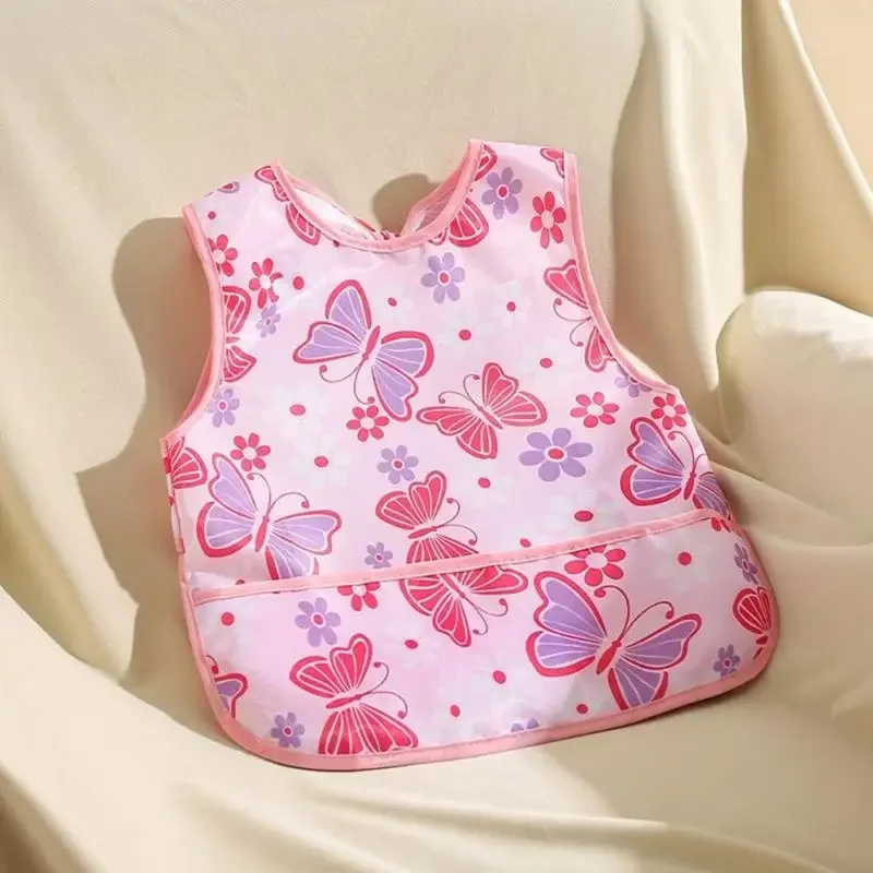 

Leakproof Toddler Feeding Apron for First Exploration Polyester Fabric Coverall Smock for Daily Eating Use 15UB