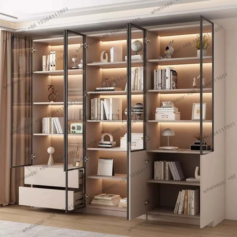 FG Home Living room bookcase storage locker wine cabinet shelves light luxury glass display cabinets collectables stand furnitur
