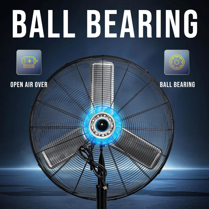 Tornado 30 Inch High Velocity Stationary Non-Oscillating Metal Pedestal Fan Commercial, Industrial Use 3 Speed 8850 CFM 10 FT