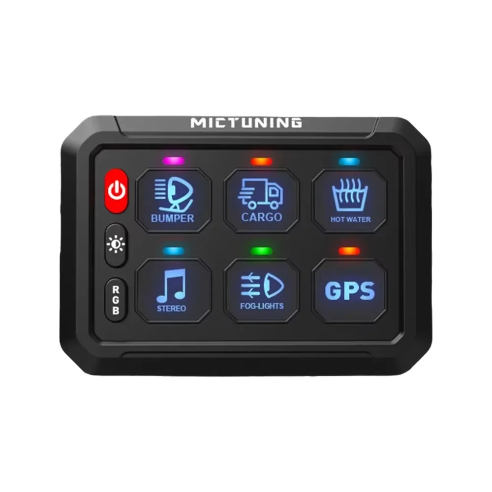 

RGB 6 Gang Switch Panel On-Off Toggle Switch Momentary Circuit Control Box Universal Pod Touch for Truck SUV Boat