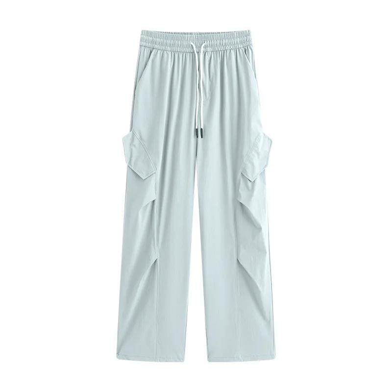 بنطال ذو قصة أرجل واسعة بخصر عالٍ للنساء للربيع يمكن ارتداؤه للتخسيس مناسب فرنسي مكرر من أكاديمية بريبي ملابس شارع هاي ستريت #3