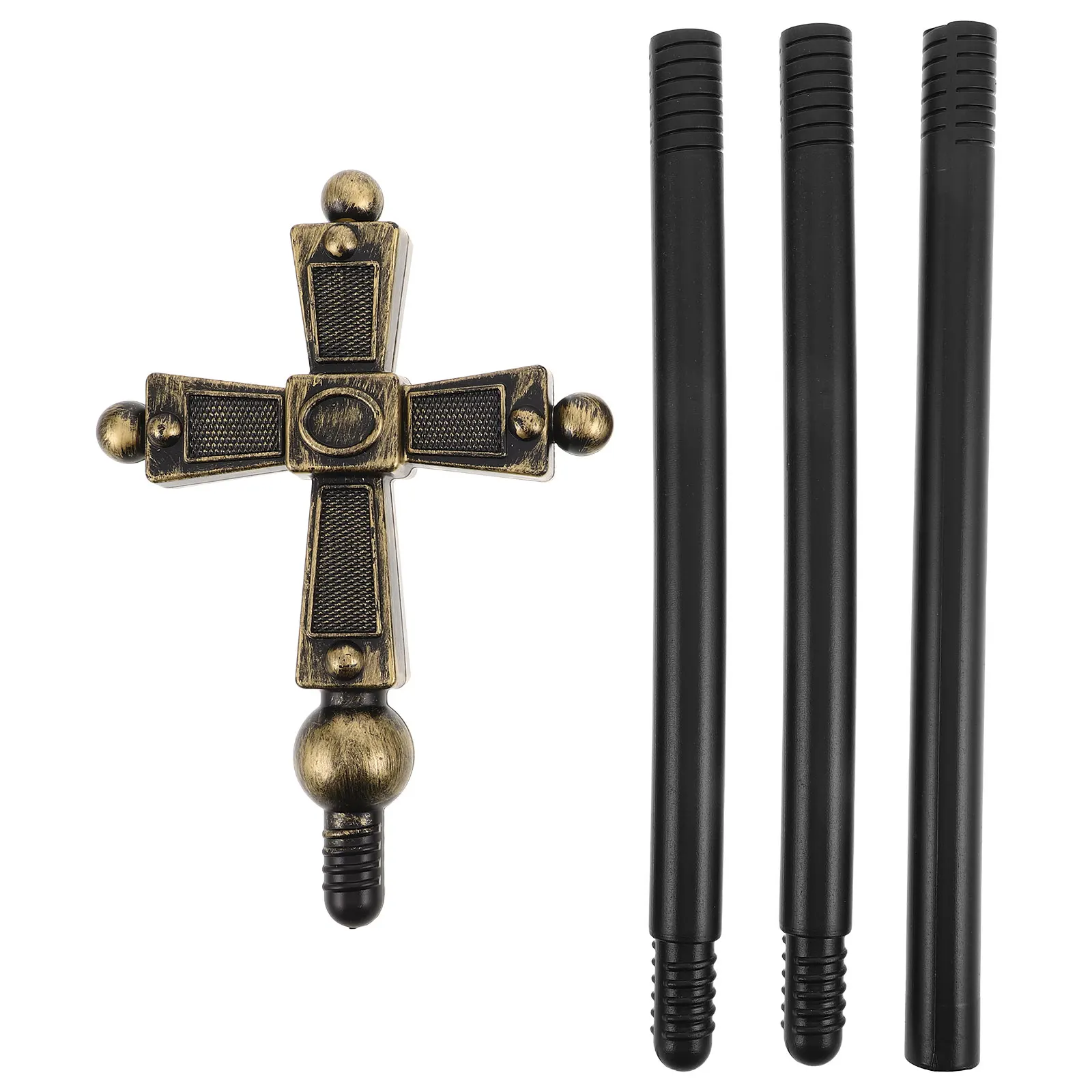 

Cross Scepter Props Halloween Costume Accessory Holy Clothes Plastic Pope Staff Work