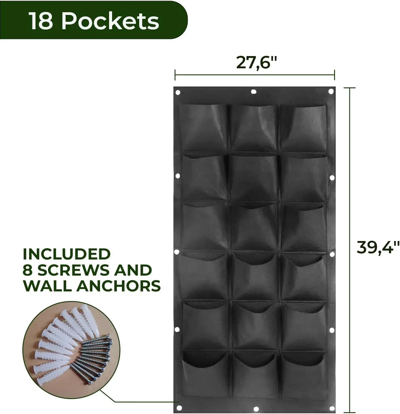 

2 Pack 18 Pockets Vertical Plant Grow Bag, Hanging Grow Bags for Indoor Outdoor Flower Vegetable and Home Decoration