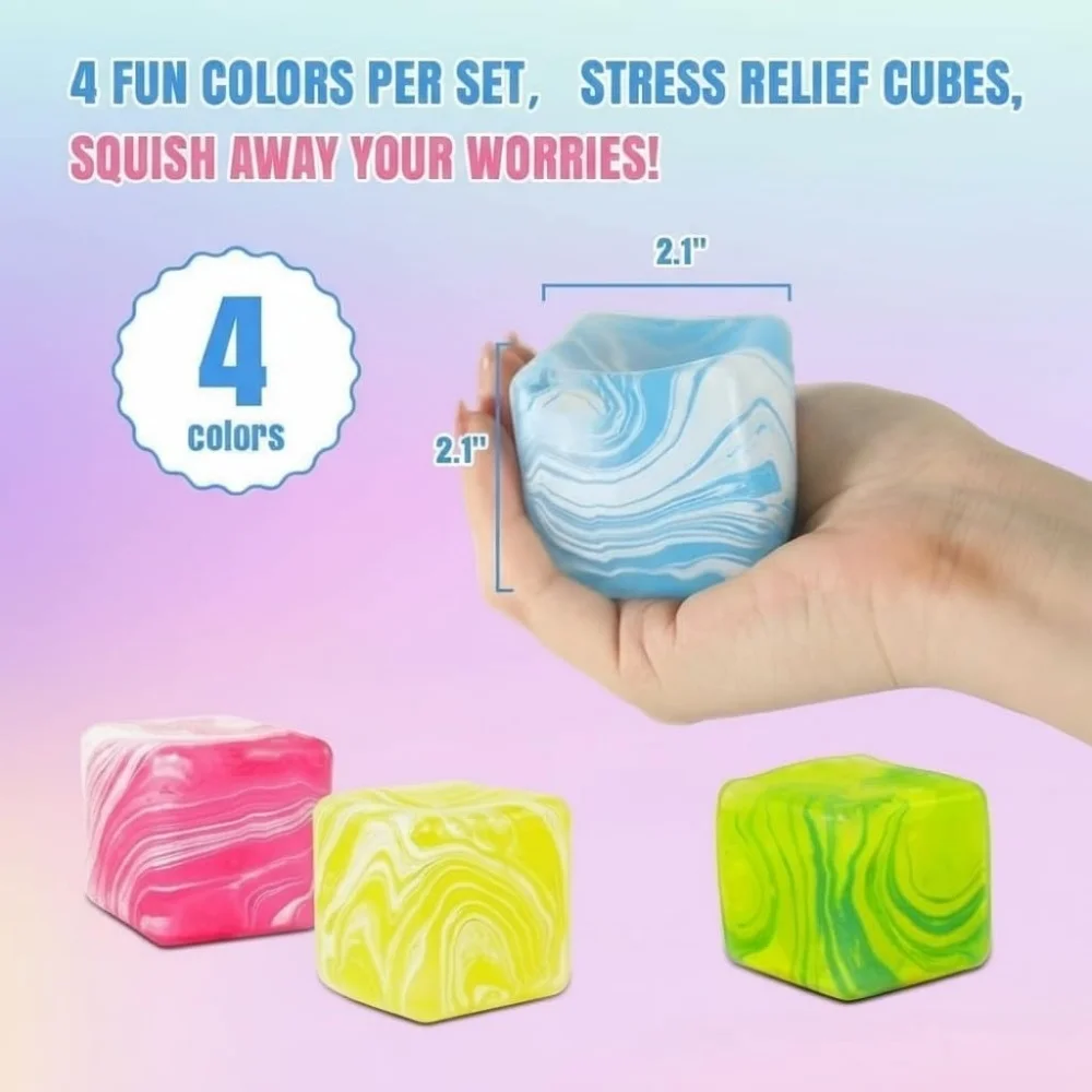 Giocattoli sensoriali antistress con ricciolo di cubo antistress per alleviare l'ansia, giocattoli da spremere a lenta crescita Palline antistress per cubetti di ghiaccio per adulti Bambini