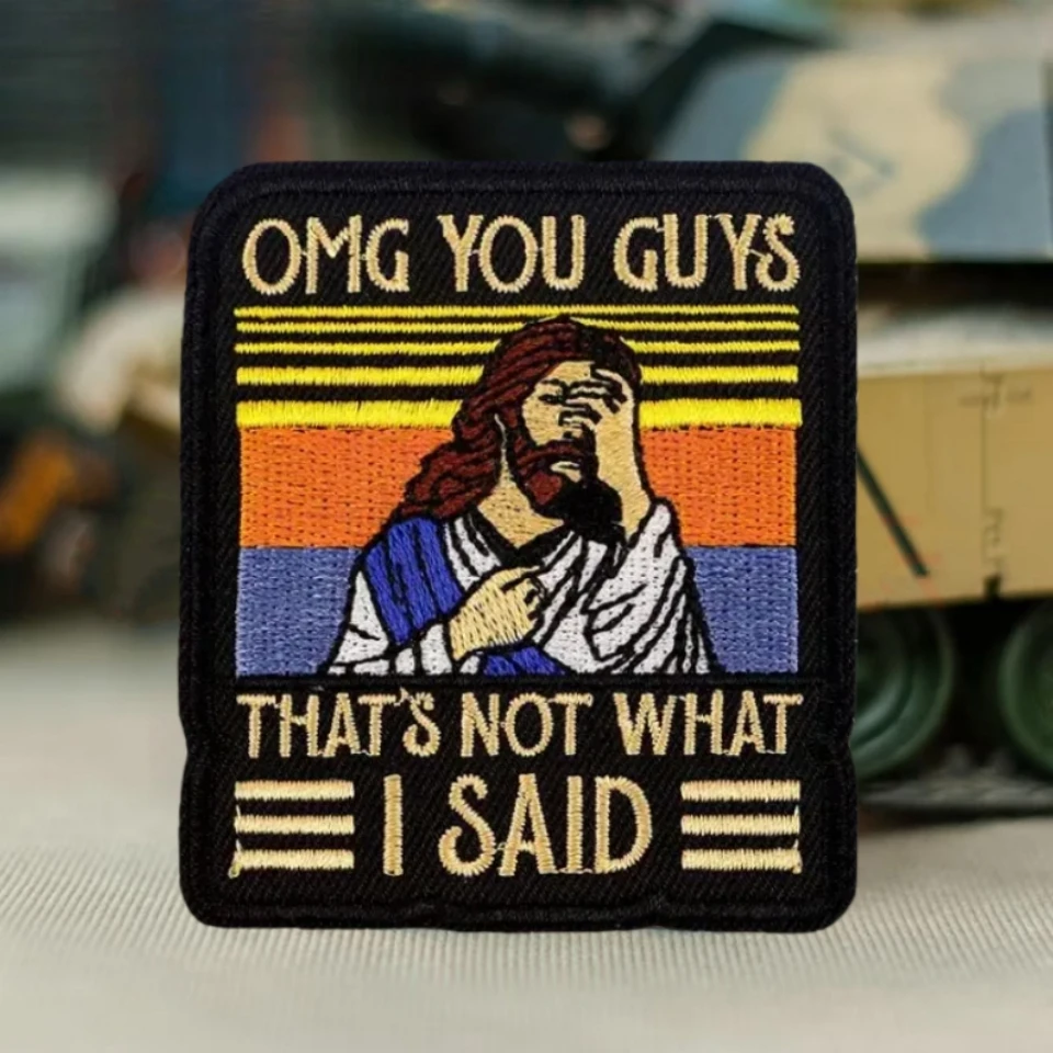 Parche moral bordado Jesús Omg You Guys – Velcro táctico - imagen 4