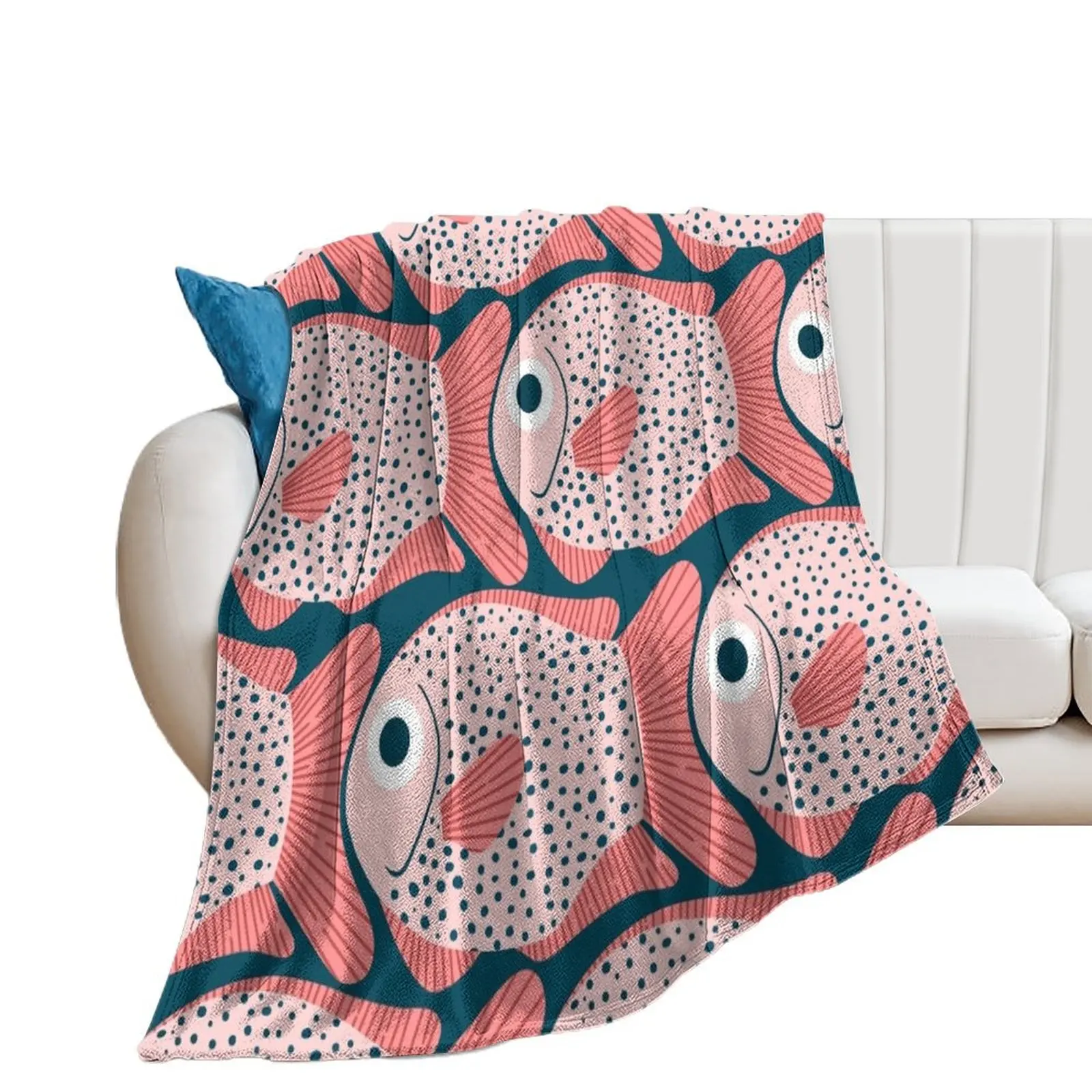 

Fish pattern Throw Blanket Summer wednesday For Decorative Sofa Moving Blankets