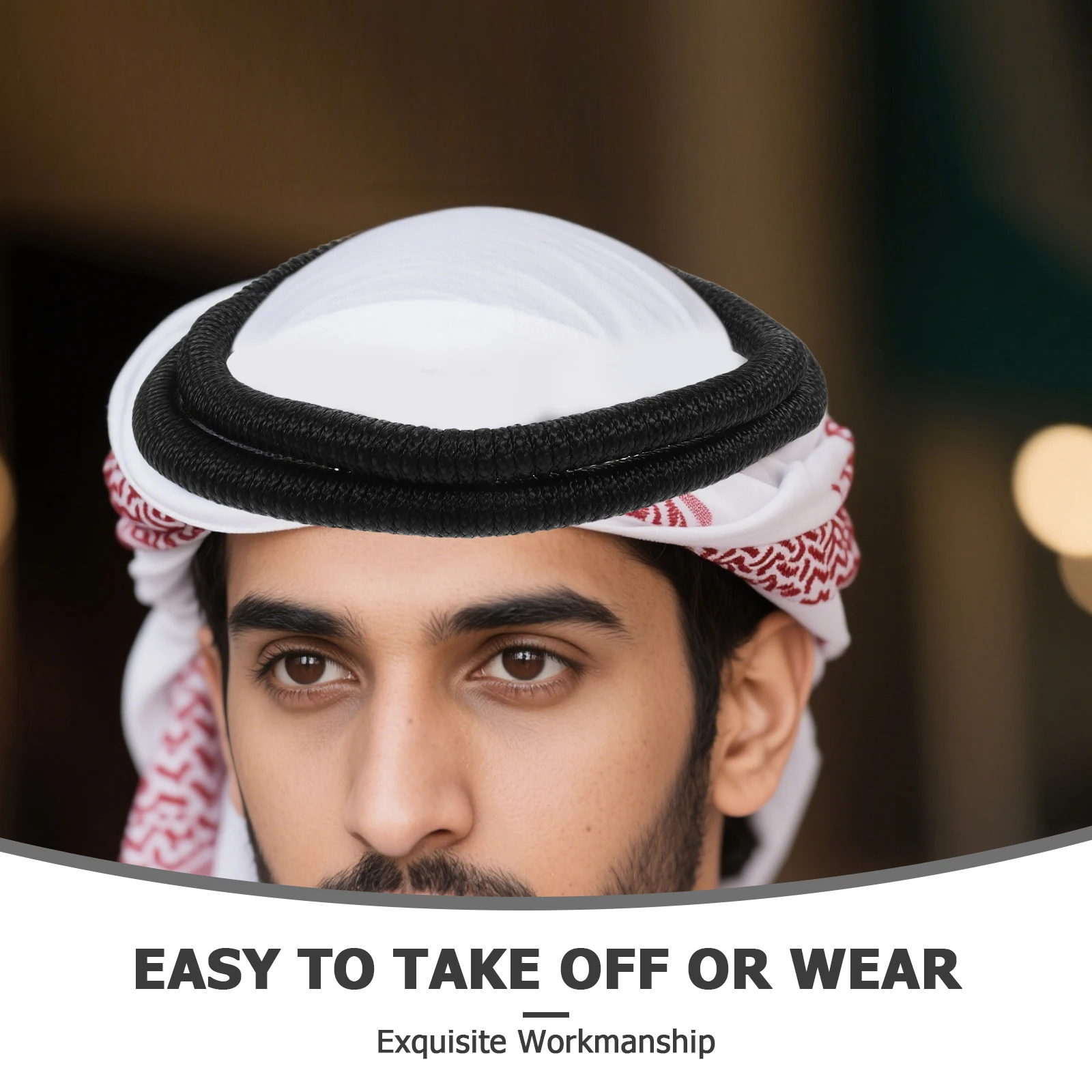 

Men Arab Scarf Rope Muslim Wrap Headband Middle Eastern Traditional Headwear Accessories Dubai Islamic Man Clothing Headrope