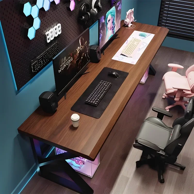 Solid wood large board e-sports table double computer table household desktop bedroom two people