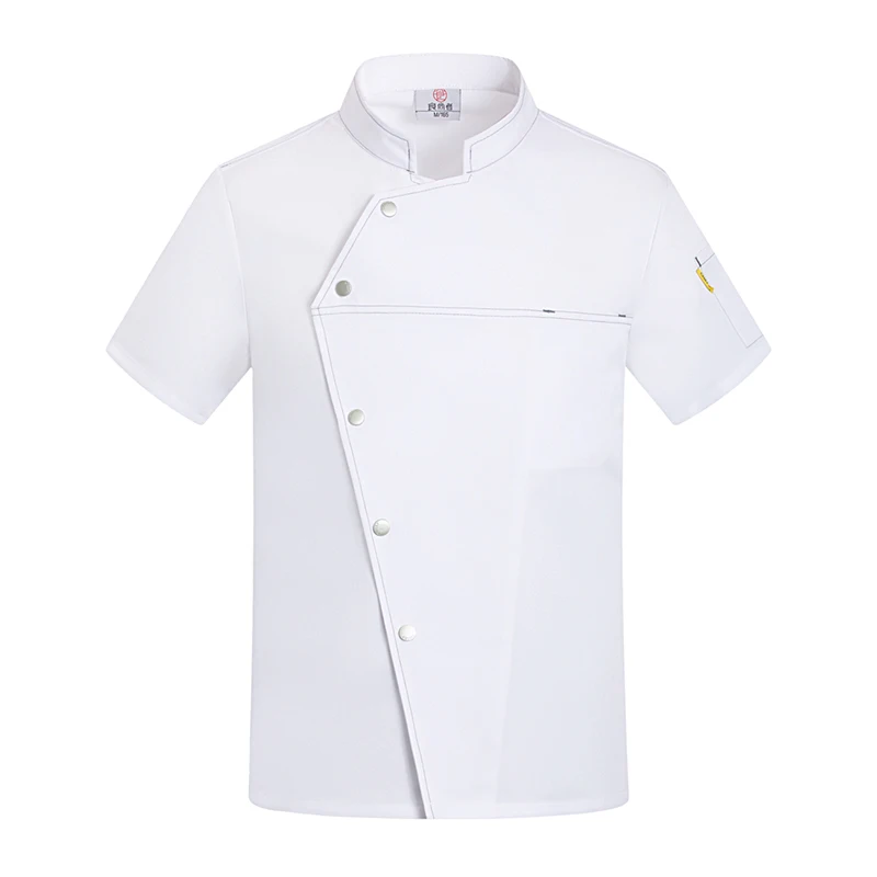 Veste de Chef noire à manches courtes, uniforme de Chef pour hommes et femmes, uniformes de cuisine de Restaurant, chemises, manteau de cuisinier d'été, vêtements de serveur