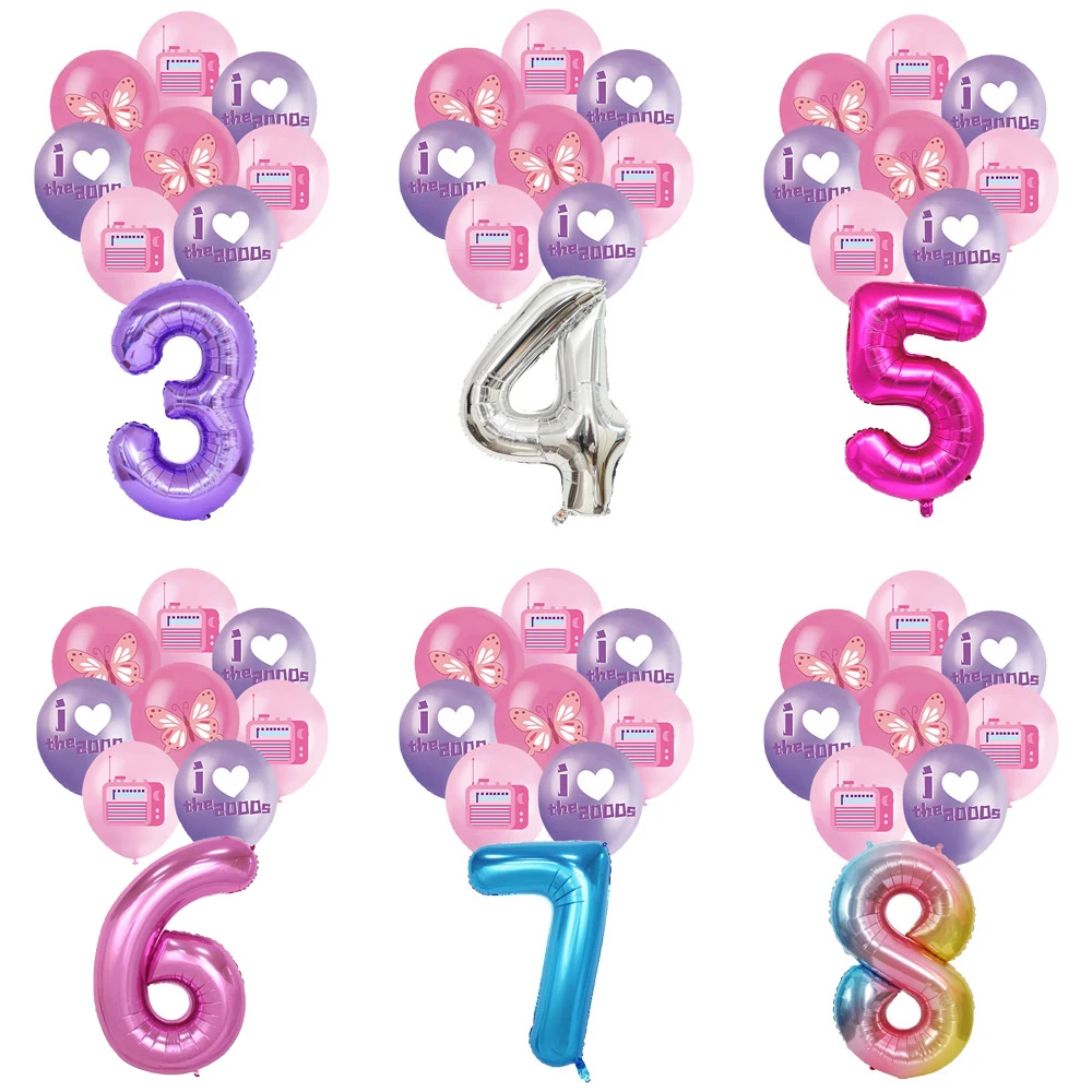 

Y2K Millennium Style Love Butterfly Theme Birthday Party Decoration Number Aluminum Film Balloon Baby Shower Photography Props