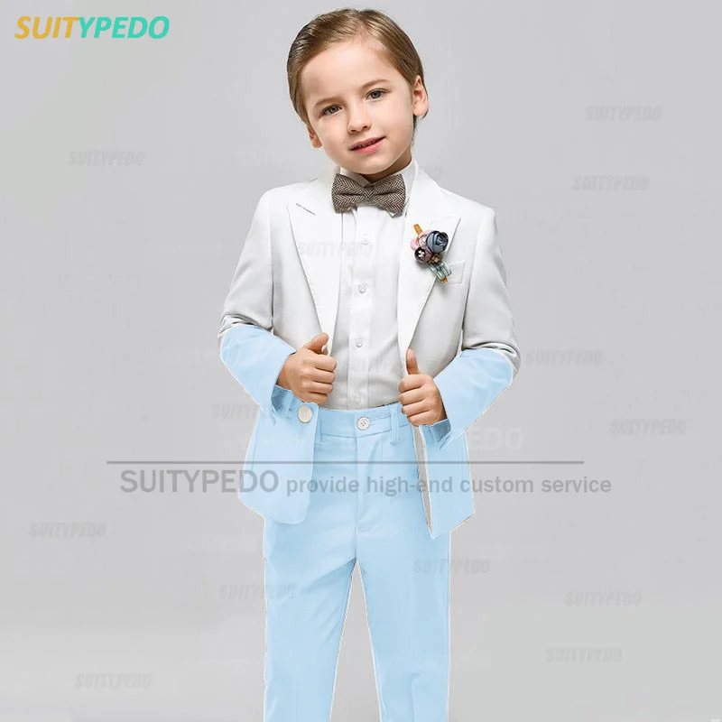 Fashion Red Boy Suit Set Formal Children Tuxedos for Prom Party Wedding Performance Tailor-made Casual Kids Blazer Pants 2 Piece