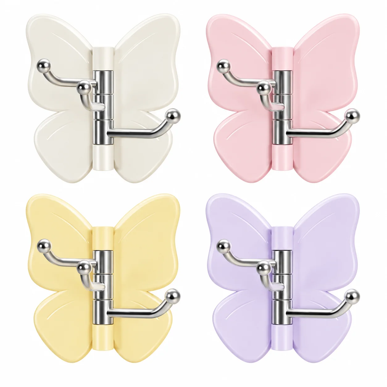 2Pcs or 4Pcs Butterfly Hooks Random Color, Decorative Butterfly Wall Hooks, Cute Hanging Hooks for Home Kitchen Bathroom Decor