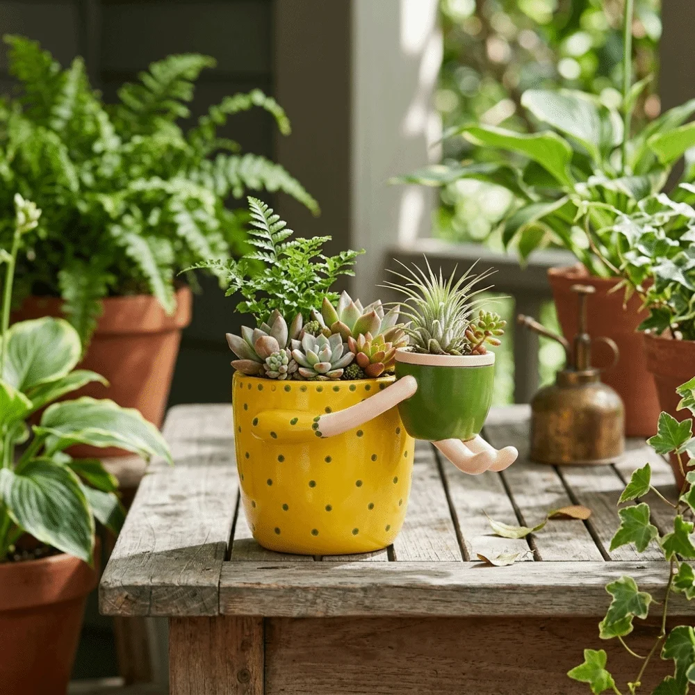 Plant Parent Pot - Resin Parent-child Flowerpot with Drainage Holes