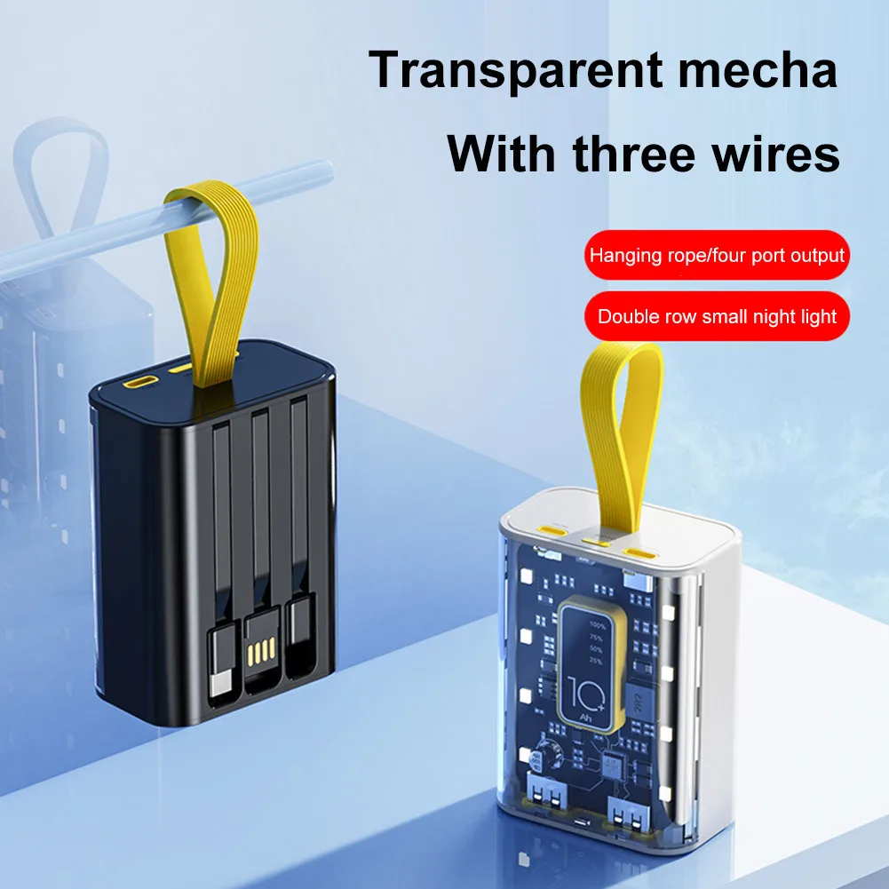 20000mAh Transparent Mini Power Bank Portable Charger QC PD20W Fast Charging External Battery For iPhone Xiaomi Outdoor Charging