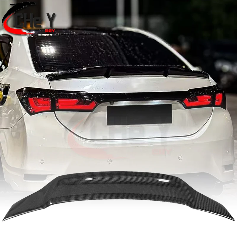 Gloss Black Forged Real Carbon Look ABS Rear Wing Trunk Lip Tail Spoiler For Toyota Corolla 2014 2015 2016 2017 2018 R Style