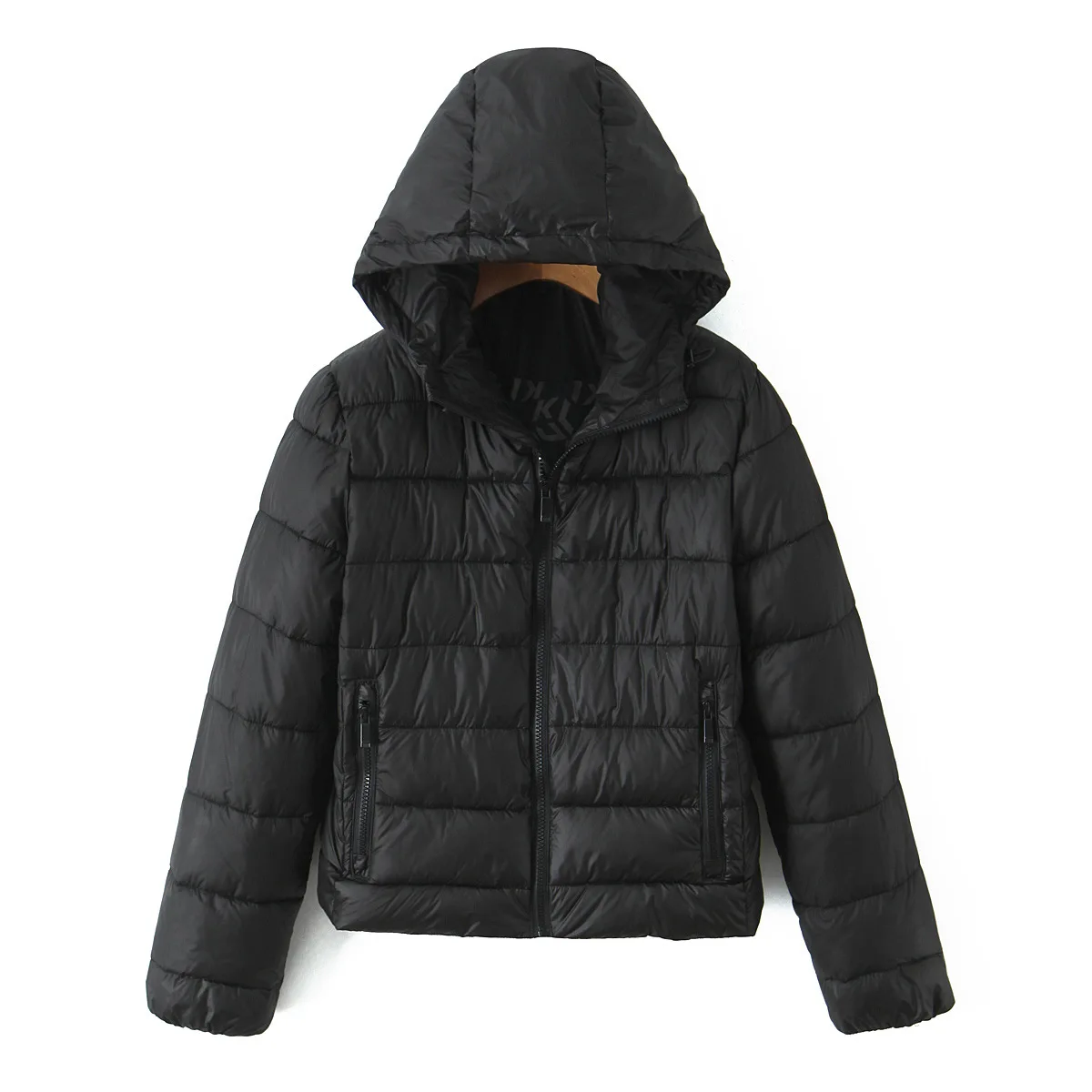 

2025 европейское и американское осенне-зимнее женское черное хлопковое пальто, тонкая модная ветрозащитная теплая легкая стеганая куртка, пальто