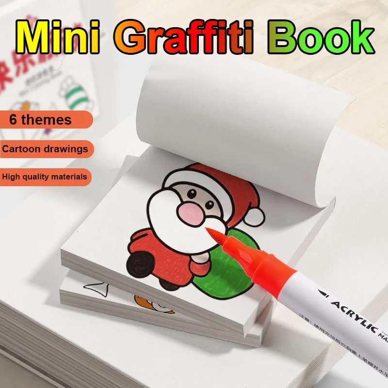 Mini Color Book for Children's Enlightenment Art Graffiti Character Sketches Early Education Color Book Graffiti Picture Book