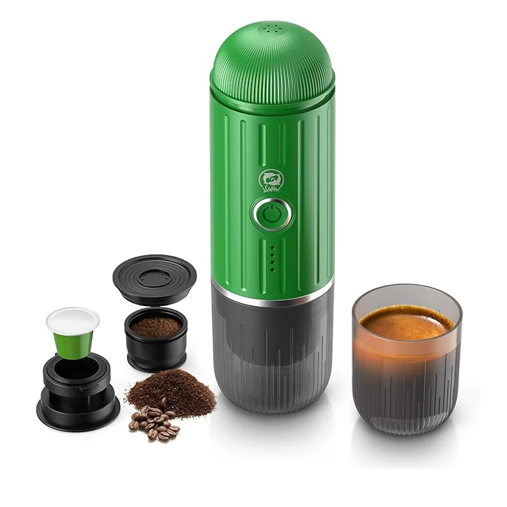 Portable Electric Espresso Machine Travel Car Self-Heating Coffee Maker for Camping With Ground Coffee & NS Capsule